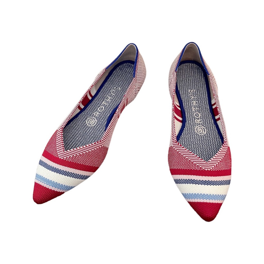 Rothys Retired Red Varsity Stripe Point Flats Sz … - image 2